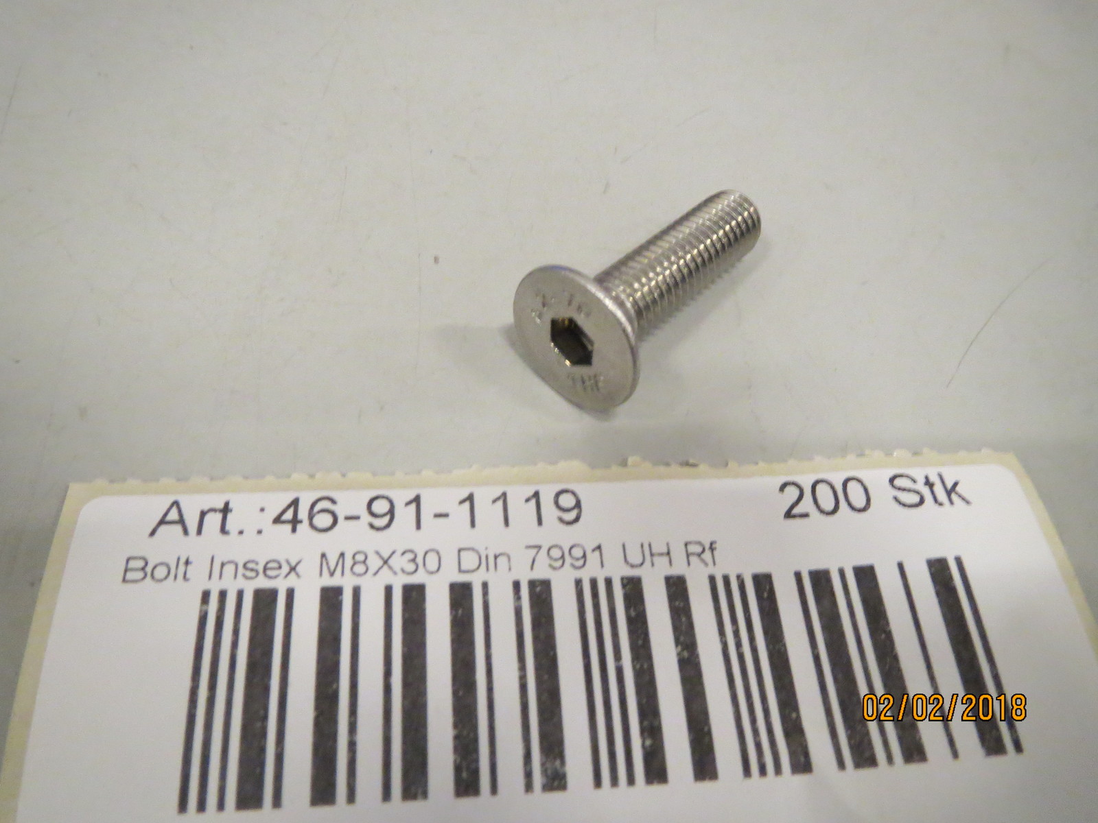 Hexagon socket countersunk head screw M 8x30 DIN7991 SST